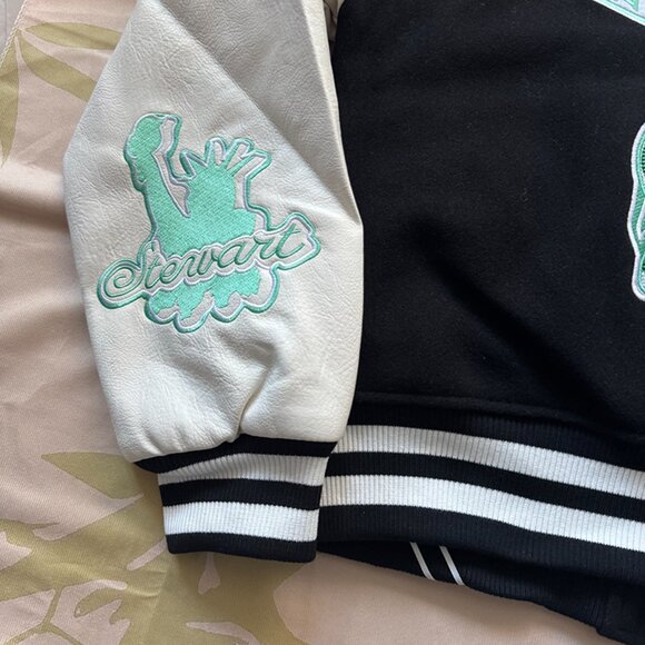 Crocodile Wool Leather Varsity Jacket - Picture 2 of 12